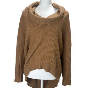 Zara Brown Ribbed Cowl Neck Sweater Size S